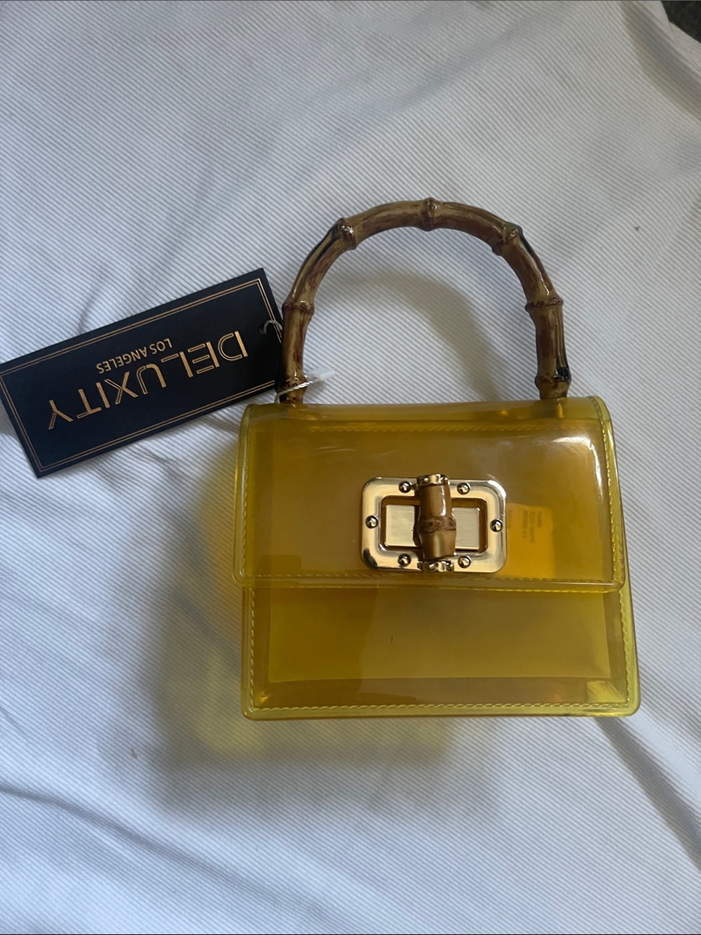 Yellow Bamboo Handle Mini Satchel